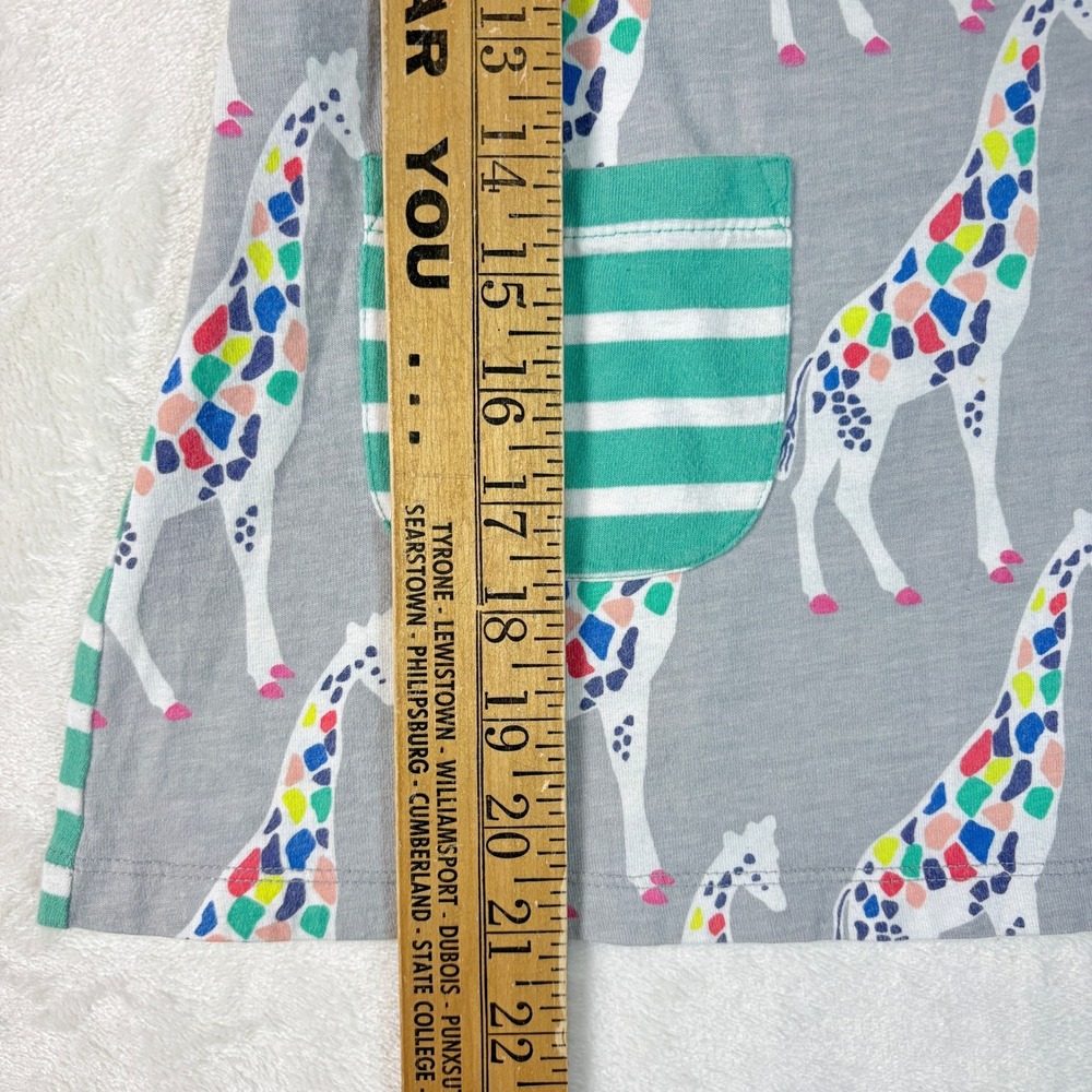 Mini Boden Giraffe Dress Kids 6-7Y Gray Good Short Sleeve Cotton Pockets - Picture 4 of 11